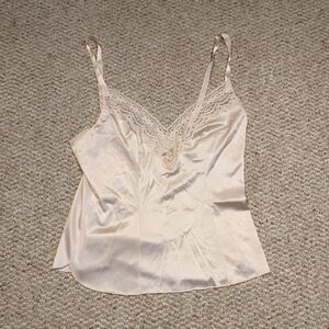 Vintage Olga Lace Camisole Lingerie Top Womens 36 Coquette Babydoll Satin